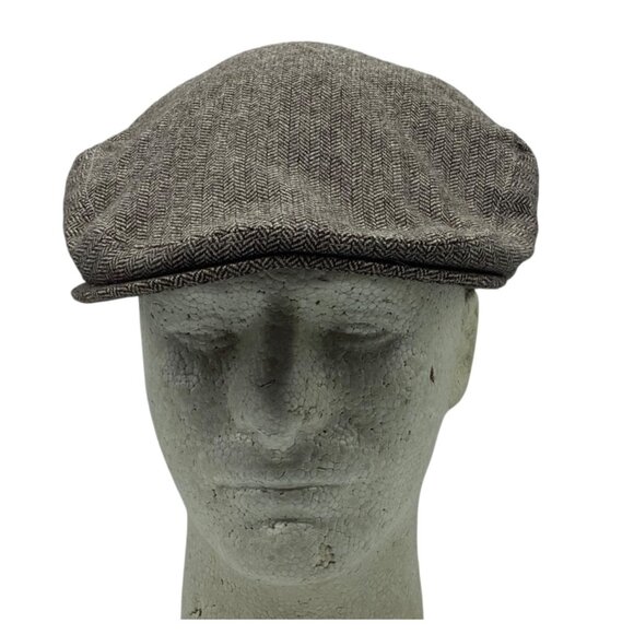 Kangol Herringbone Geez Cap Men Medium Wool Viscose Brown Lined - Picture 1 of 8